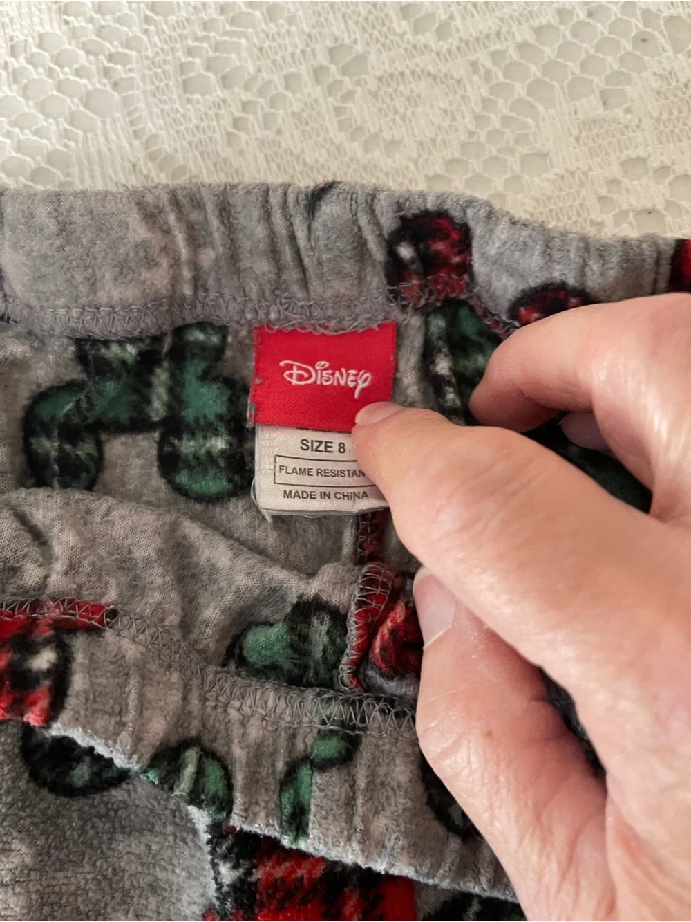 Disney sleep pants gray red and green with Mickey Mouse